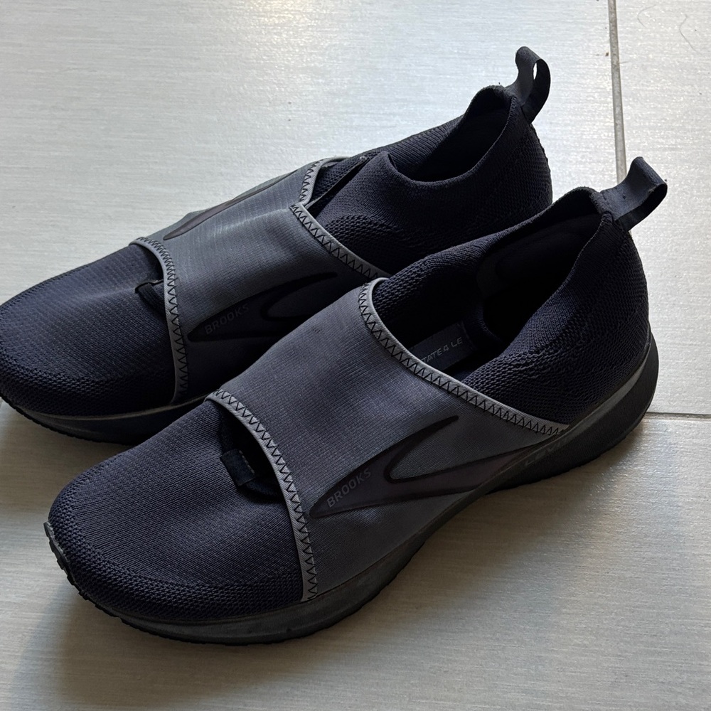 Brooks Black and Gray Men's Athletic Slip-Ons